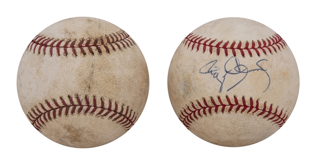 Lot of (2) 300 Win Pitchers Game Used and Signed Postseason Baseballs Including Roger Clemens and Tom Glavine (MLB Authenticated & JSA)
